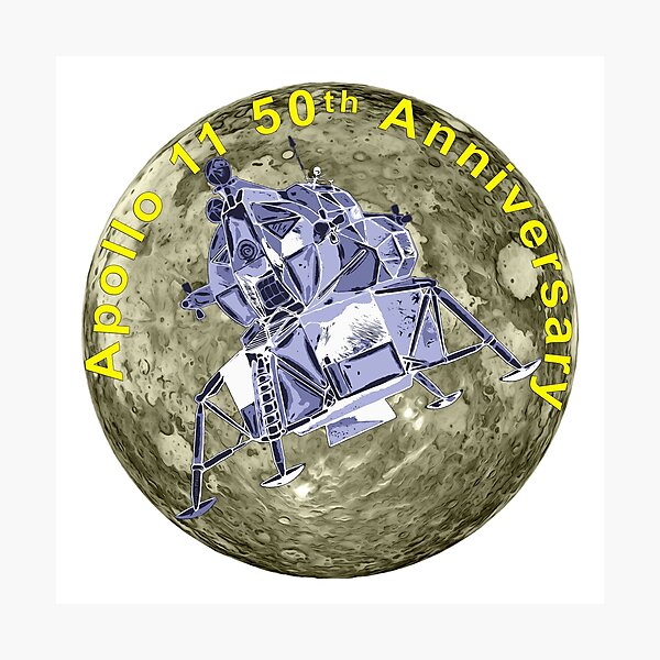 Apollo 11 50th Anniversary Lunar Module and Moon Photographic Print