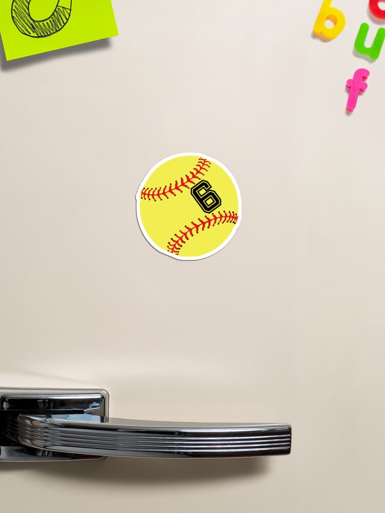 Softball Player Jersey No Back Number #6 Ball Sport Sticker Gift Magnet