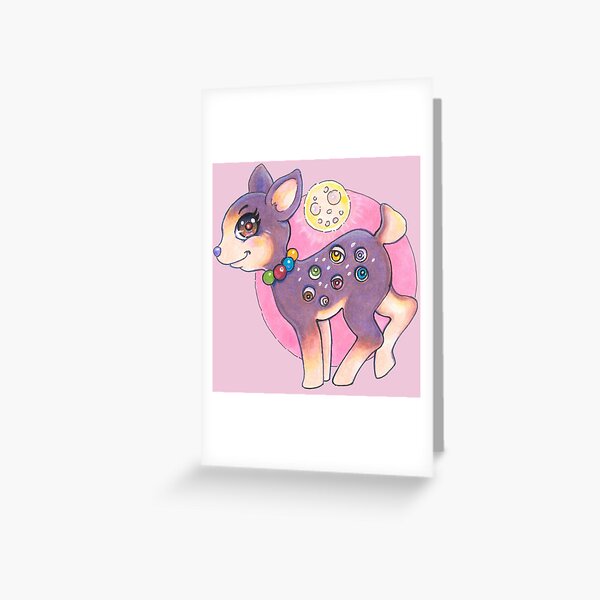 Adorable Midcentury Deer with Bonus Eyeballs Greeting Card