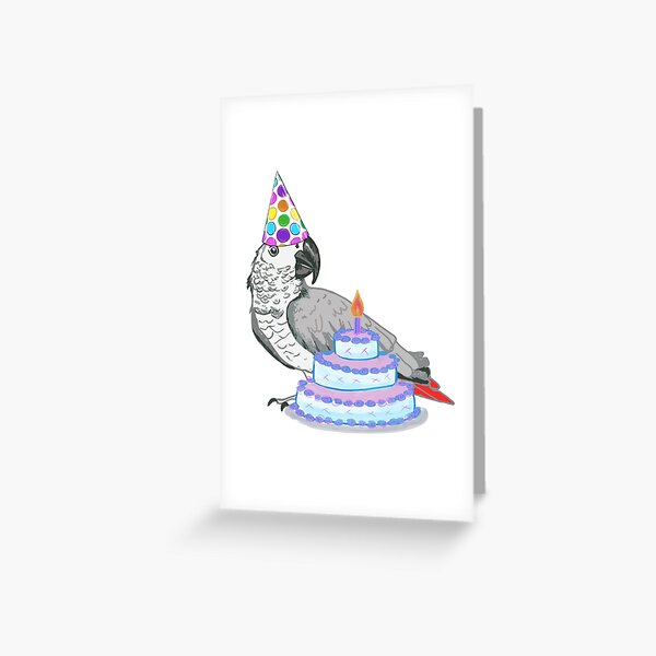 Happy Birthday Grey Parrot Greeting Card