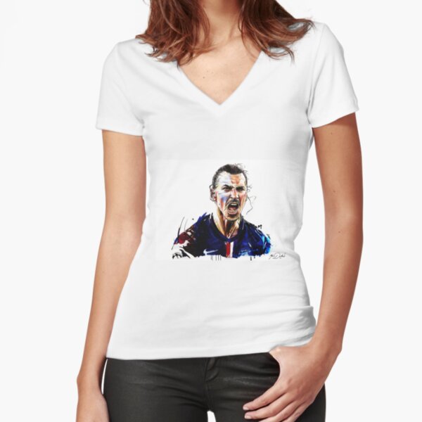 zlatan ibrahimovic 3 Tailliertes T-Shirt mit V-Ausschnitt