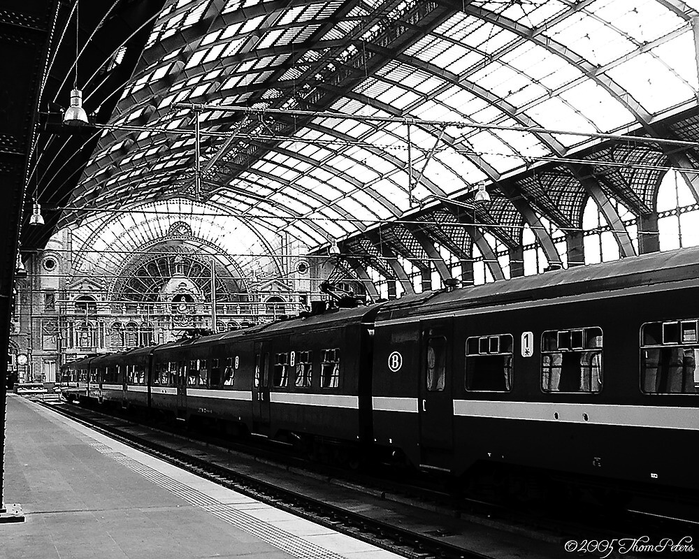 "Antwerp Train Station Black and White" by PixelPerfectPho ...