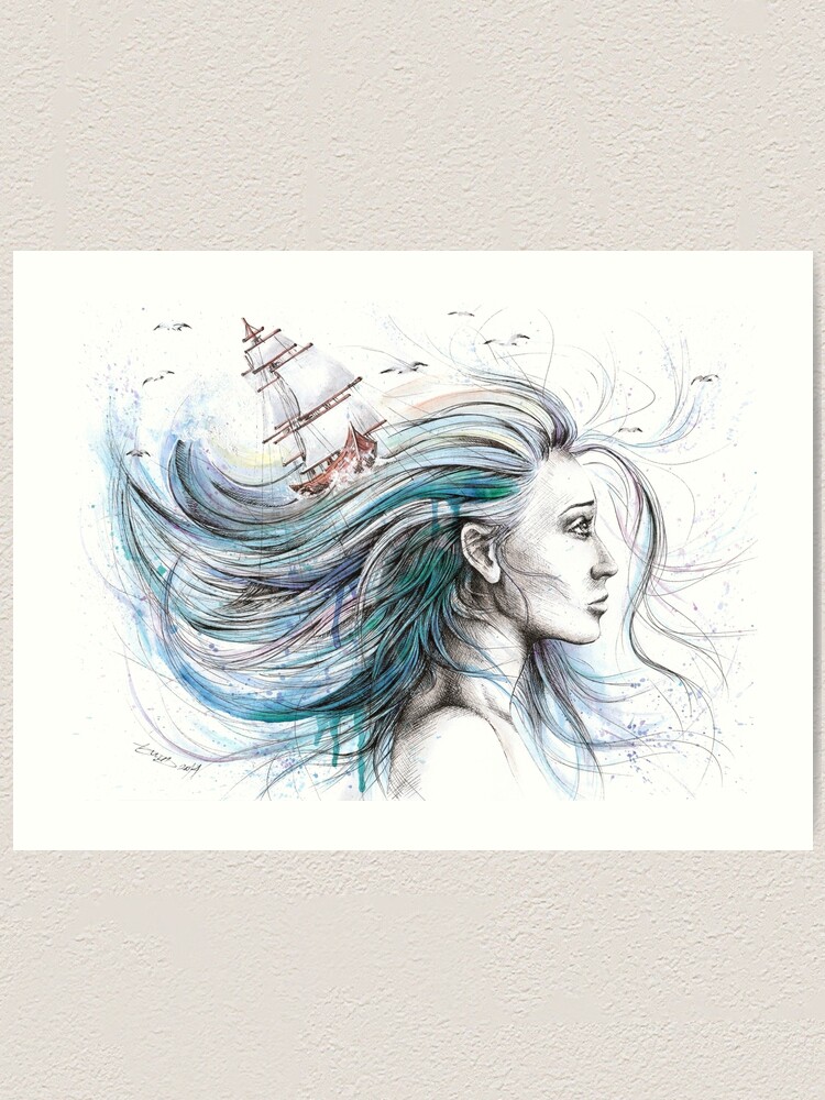 Oceans | Watercolor And Ink Surreal Art" Art Print By Edrawings38 | Redbubble