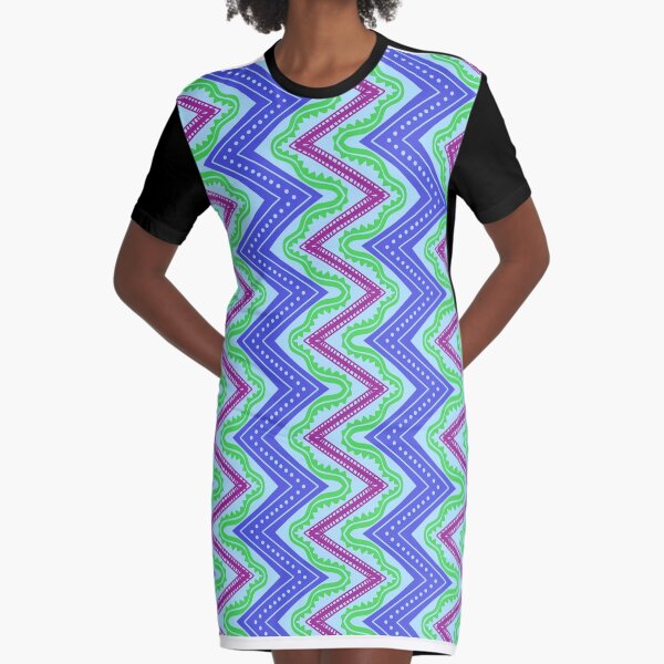Zigs, Zags, and Snakes Graphic T-Shirt Dress
