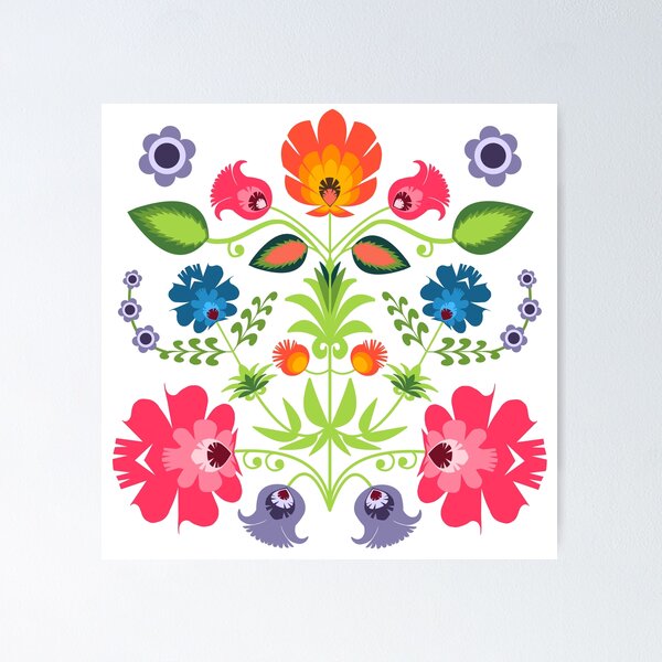 Item preview, Polish Folk Flowers on White designed and sold by Bethany Gustafson.