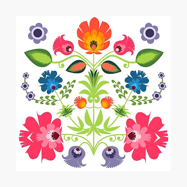 Item preview, Polish Folk Flowers on White designed and sold by Bethany Gustafson.
