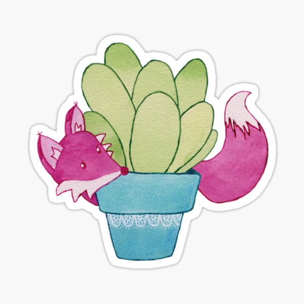 Fox and Succulent Sticker