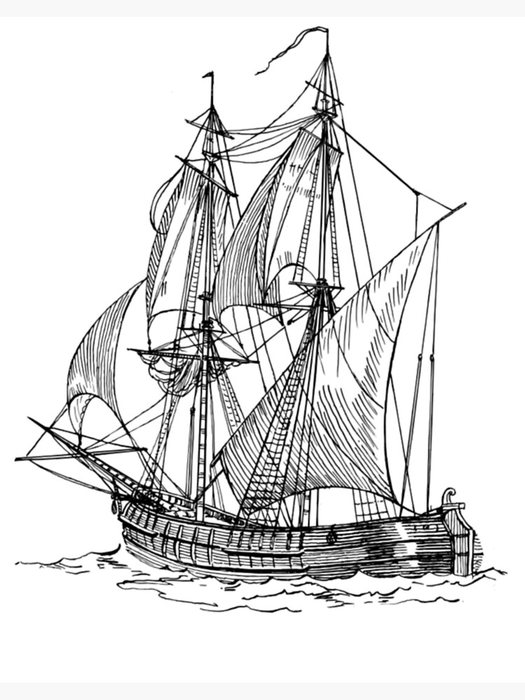 Pirate Ship Line Drawing Original Art - Etsy