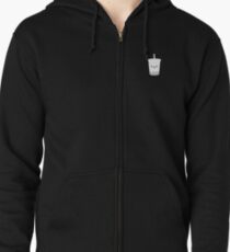 White Boba Milk Tea Pocket Tee Zipped Hoodie
