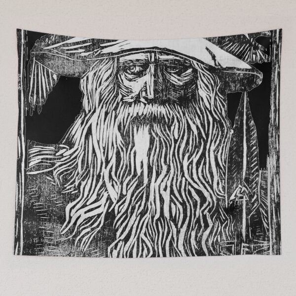 Item preview, Odin - Woodblock Print - Black designed and sold by CleaViolet.