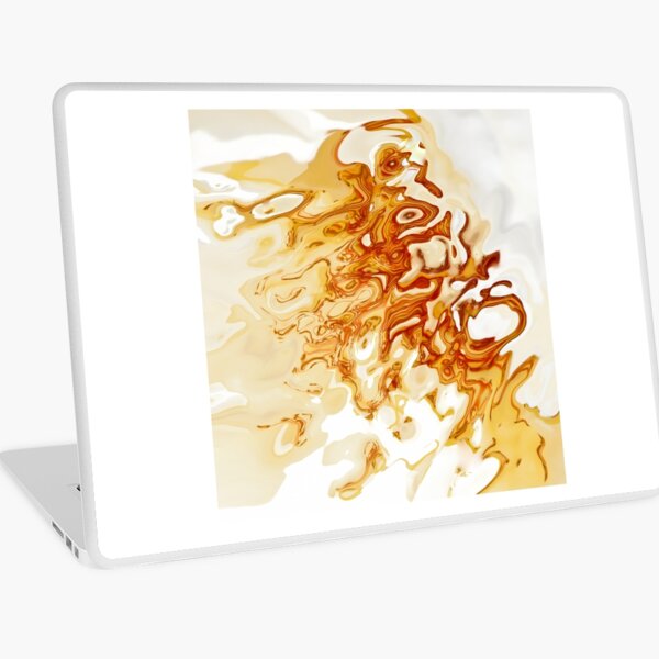 white and orange acquerello Laptop Skin