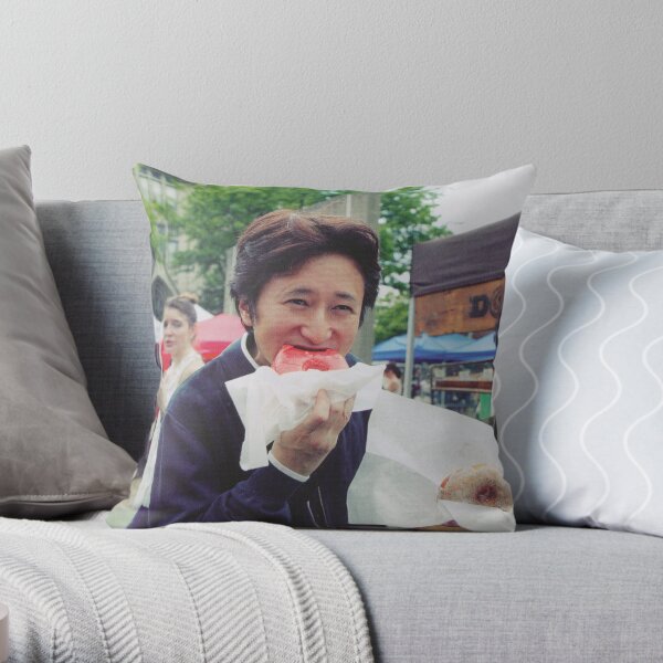 Araki Eating Donut Throw Pillow