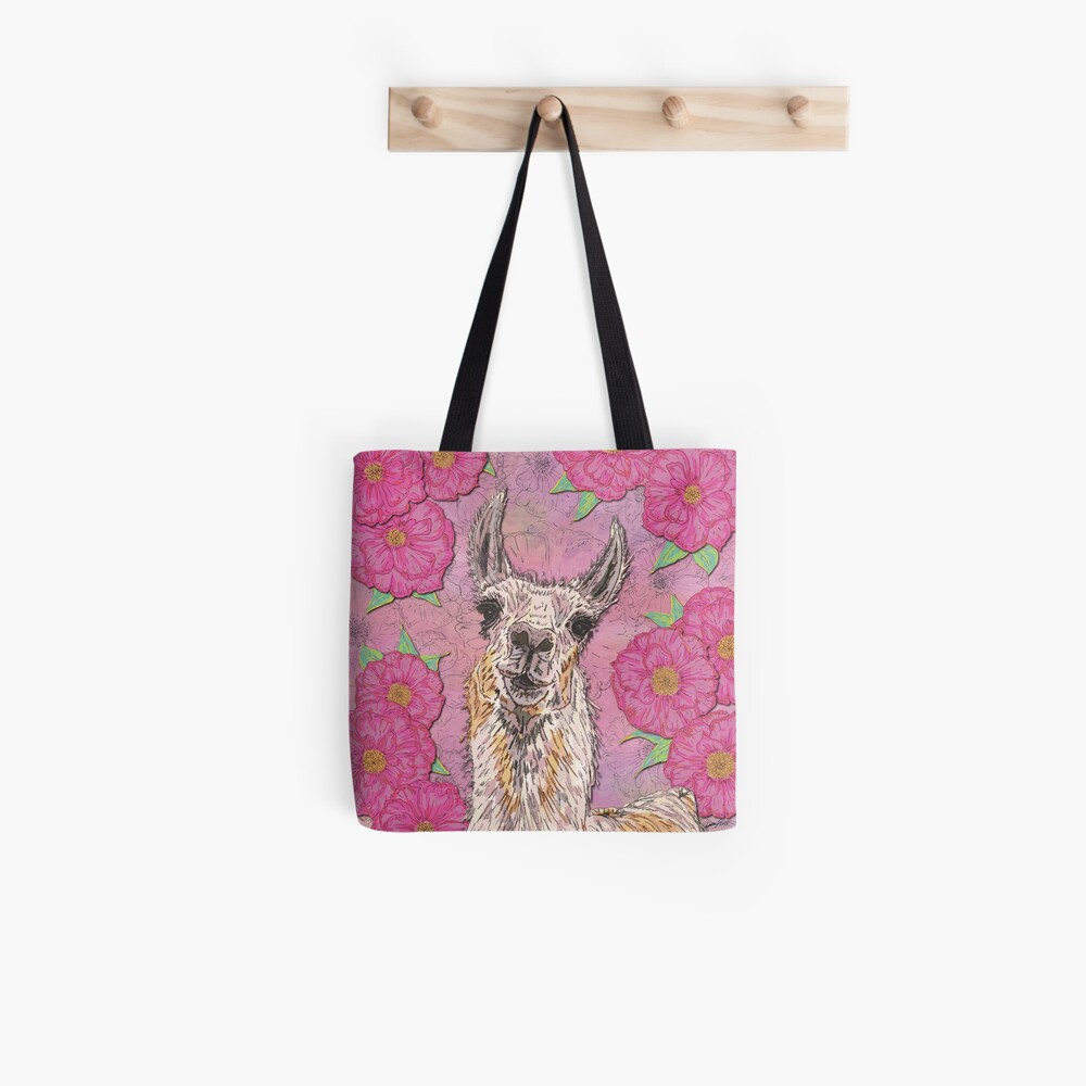 Perfectly Pink Llama Tote Bag