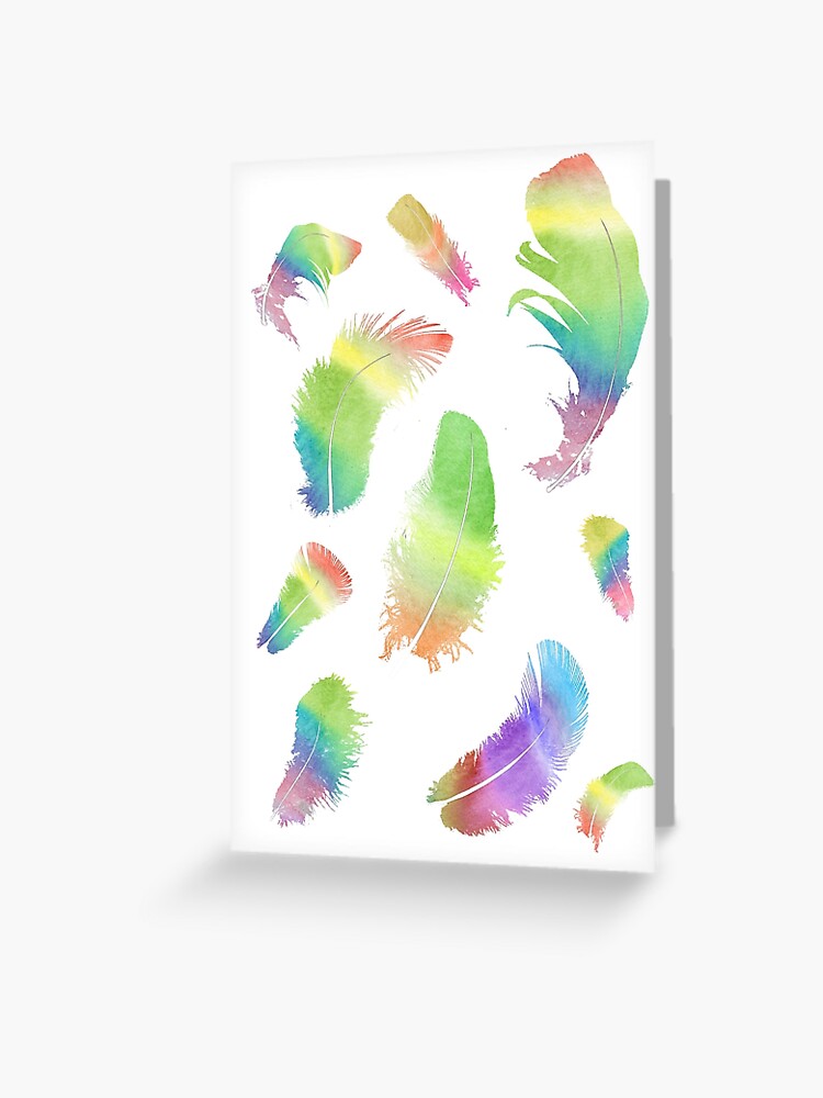 Tarjetas de felicitación «Plumas en colores del arco iris Ave del paraíso»  de LuminOrb | Redbubble