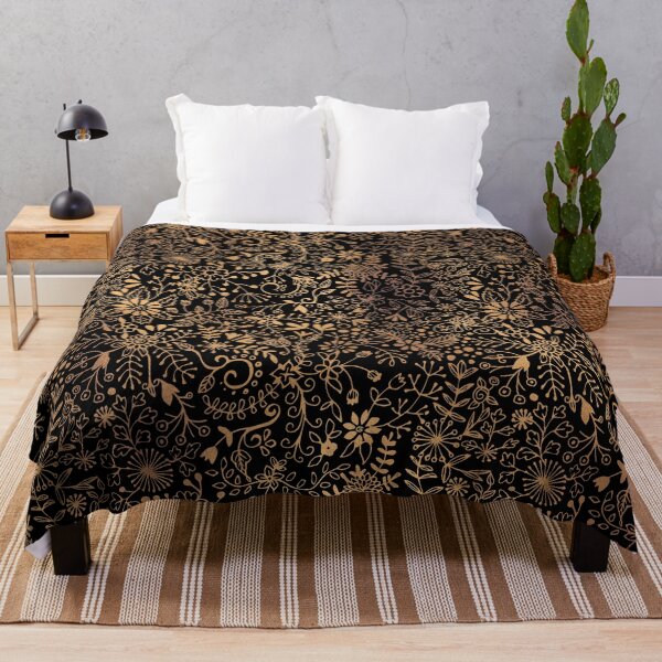 Item preview, Floral Doodle - Gold on Black designed and sold by Olooriel.