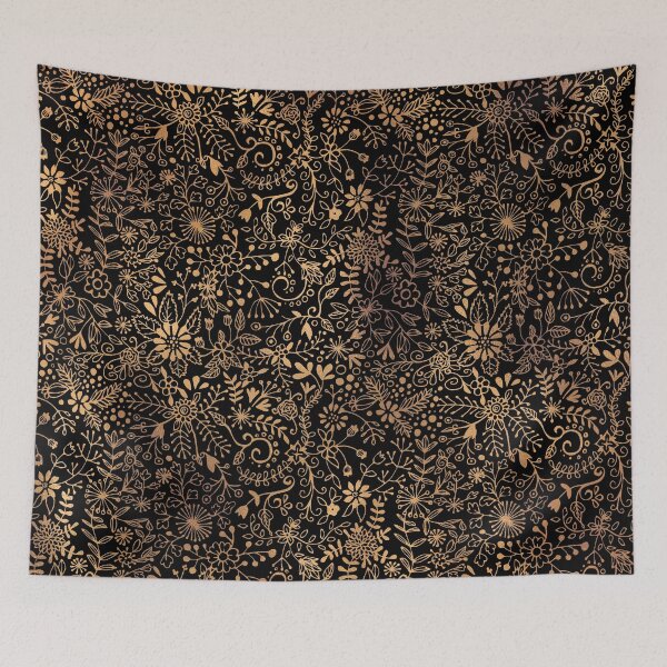 Item preview, Floral Doodle - Gold on Black designed and sold by Olooriel.