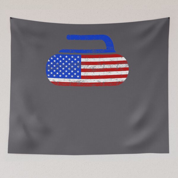 Item preview, Vintage USA Flag Curling Rock Stone Roaring Game Design designed and sold by melsens.