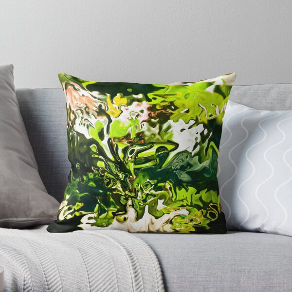 green abstract fantasy Throw Pillow
