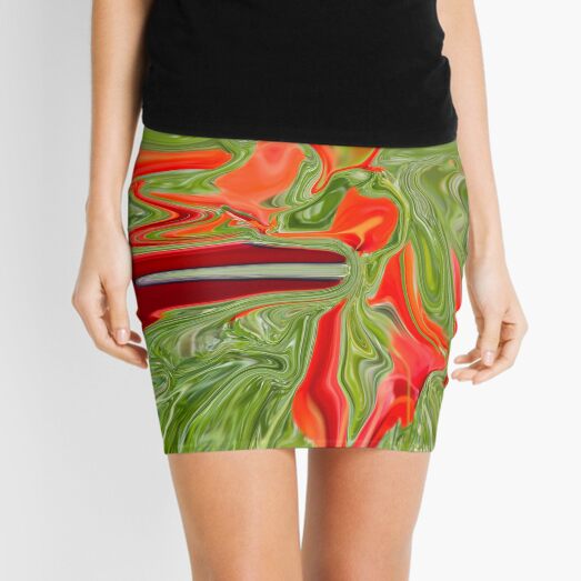 green and red color Mini Skirt