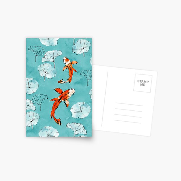Item preview, Waterlily koi in turquoise designed and sold by adenaJ.