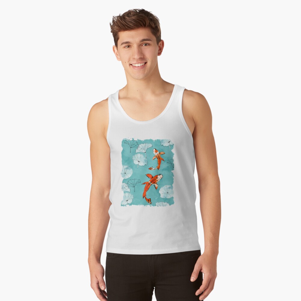 Waterlily koi in turquoise Tank Top