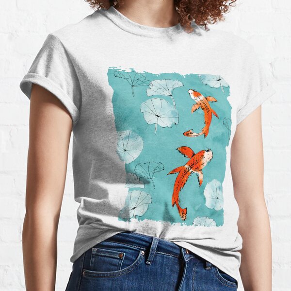 Waterlily koi in turquoise Classic T-Shirt