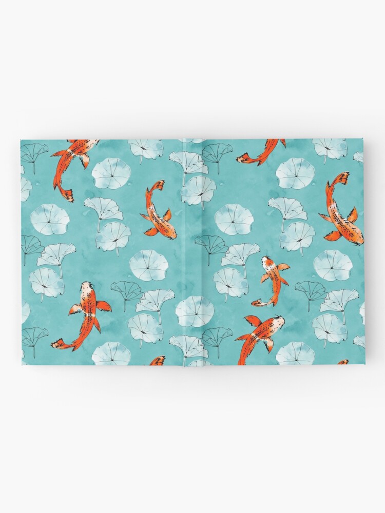 Alternate view of Waterlily koi in turquoise Hardcover Journal