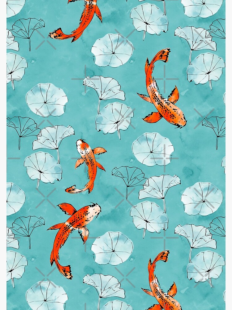 Waterlily koi in turquoise by adenaJ