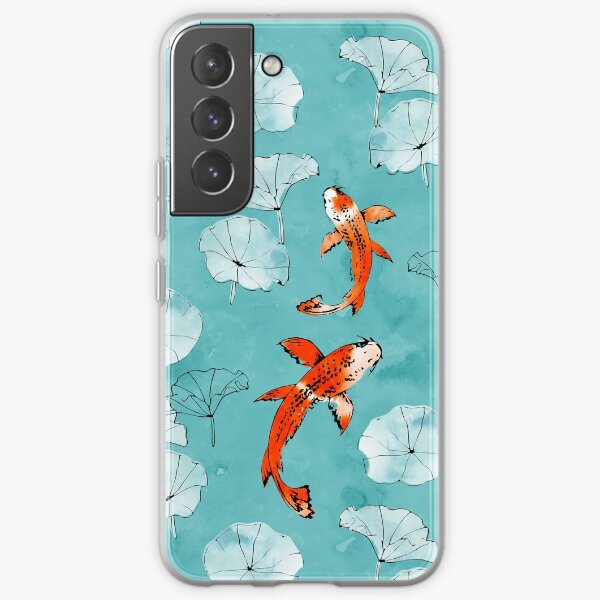 Waterlily koi in turquoise Samsung Galaxy Soft Case