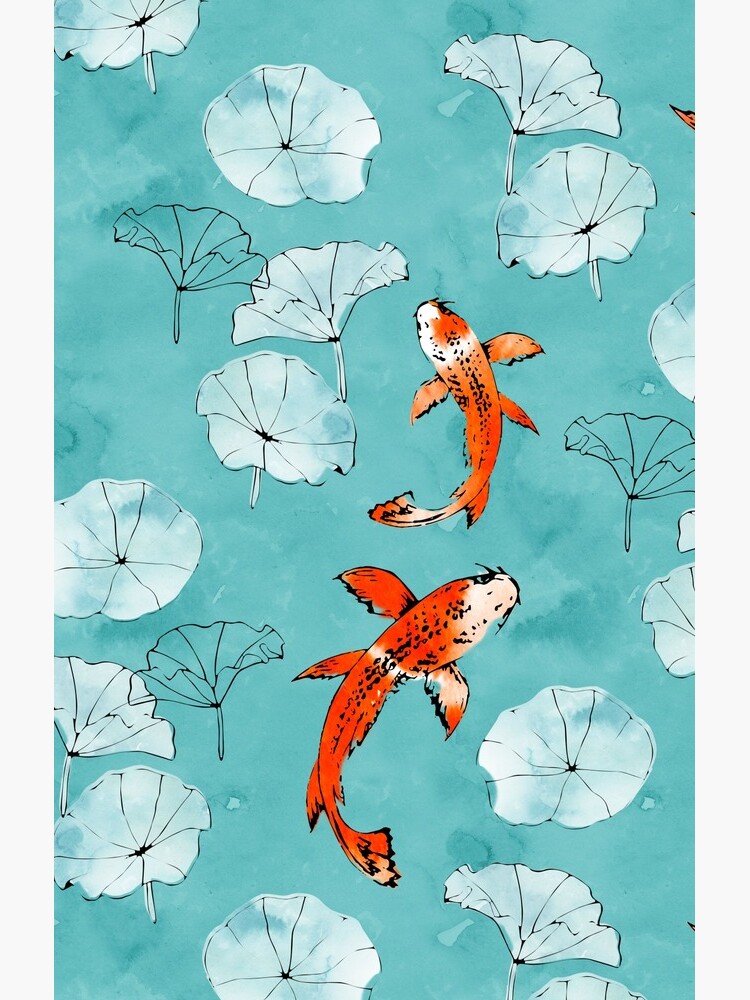 Waterlily koi in turquoise by adenaJ