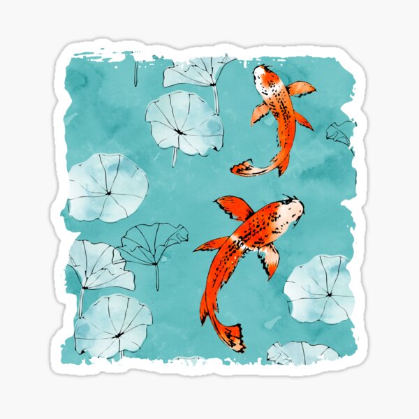Waterlily koi in turquoise Sticker