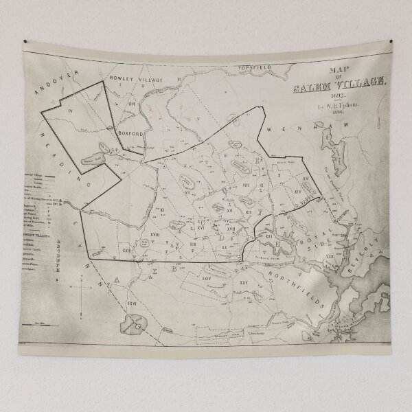 Item preview, Vintage 1692 Map of Salem MA Village (1866) designed and sold by BravuraMedia.