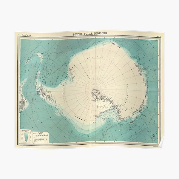 home furnishings Antarctica New age of expoloration map retro poster 