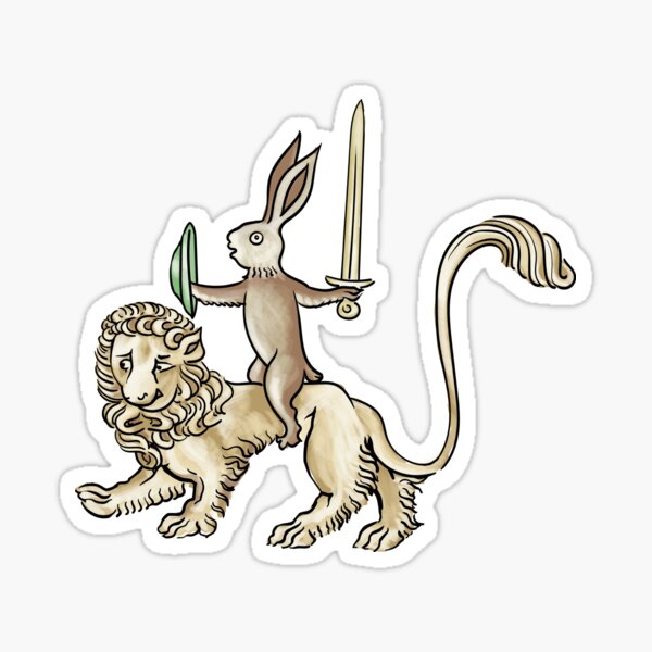 Vista previa del artículo con la obra «Conejo asesino que monta en el león», diseñado y vendido por RedJasmine.