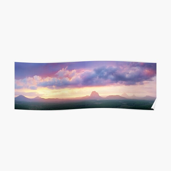 Wild Horse Mountain Lookout, Glass House Mountains, Queensland, Australia Poster