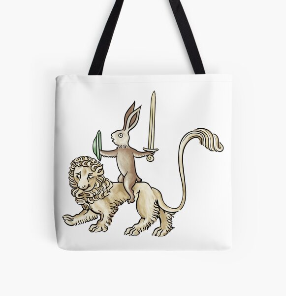Vista previa del artículo con la obra «Conejo asesino que monta en el león», diseñado y vendido por RedJasmine.