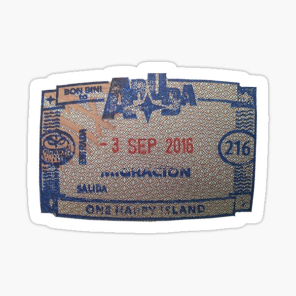 Aruba Passport Stamp Sticker For Sale By Greenmonstah Redbubble   St,small,507x507 Pad,600x600,f8f8f8.u5 