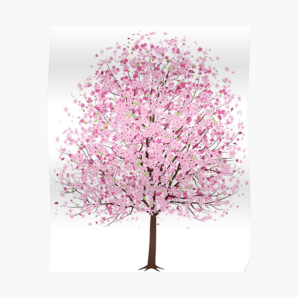 Sticker Arbre De Fleur De Cerisier Japonais Par Magarizad Redbubble