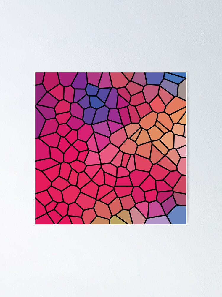 Super Cool Red Pink Stained Glass Window Pattern Poster By Superseries Redbubble