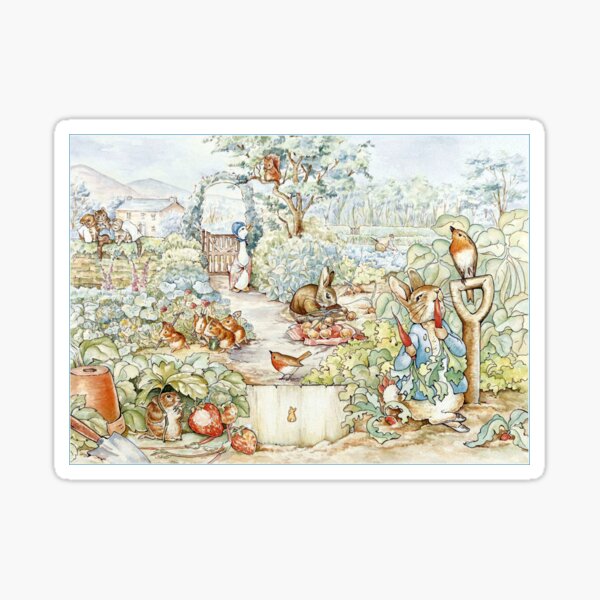 Personnages du livre de contes de Beatrix Potter dans le jardin Sticker