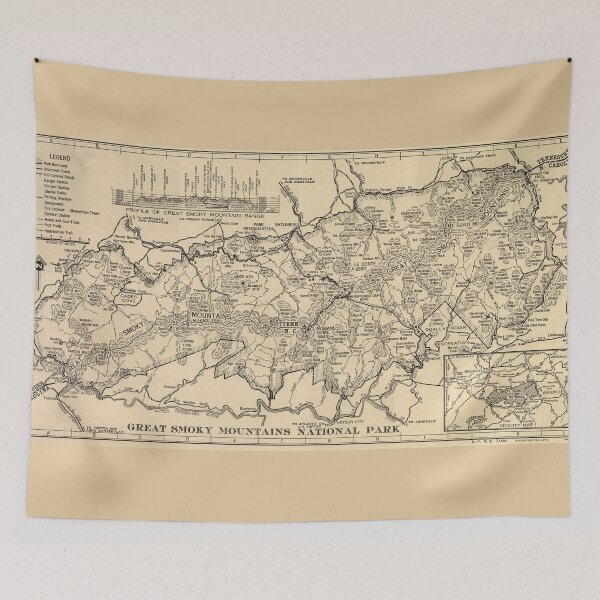 Item preview, Vintage Great Smoky Mountains National Park Map (1941) designed and sold by BravuraMedia.