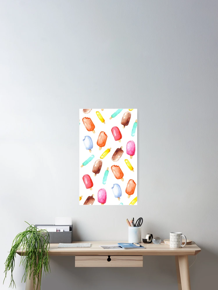 Thumbnail 2 of 3, Poster, Watercolor popsicle pattern designed and sold by RapiLoco.