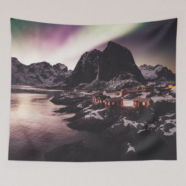 Item preview, reine village with aurora borealis designed and sold by franckreporter.