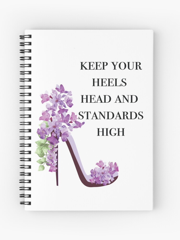 Coco Chanel Quote with Purple Floral High Heels Spiral Notebook