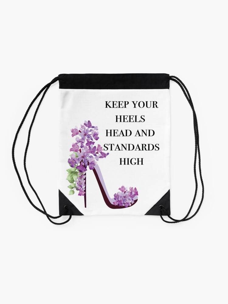 Coco Chanel Quote with Purple Floral High Heels Drawstring Bag for Sale by  MegaCanvas
