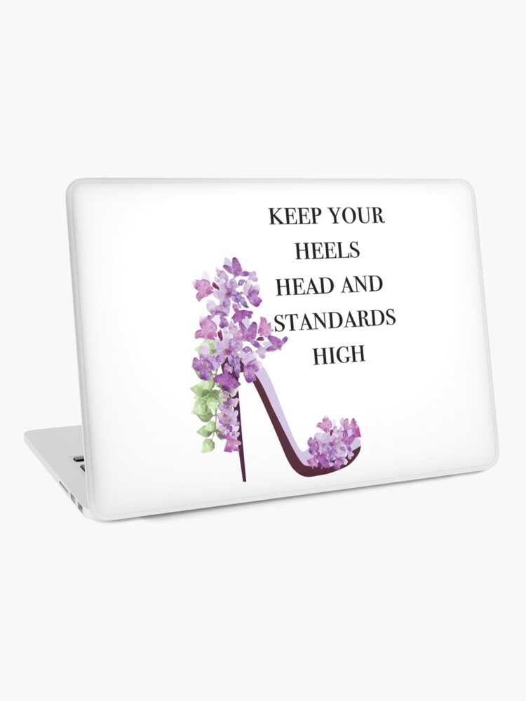 Coco Chanel Quote with Purple Floral High Heels | Laptop Skin