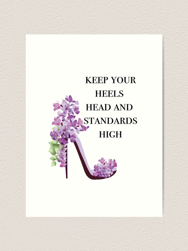 Coco Chanel Quote with Purple Floral High Heels Art Print for