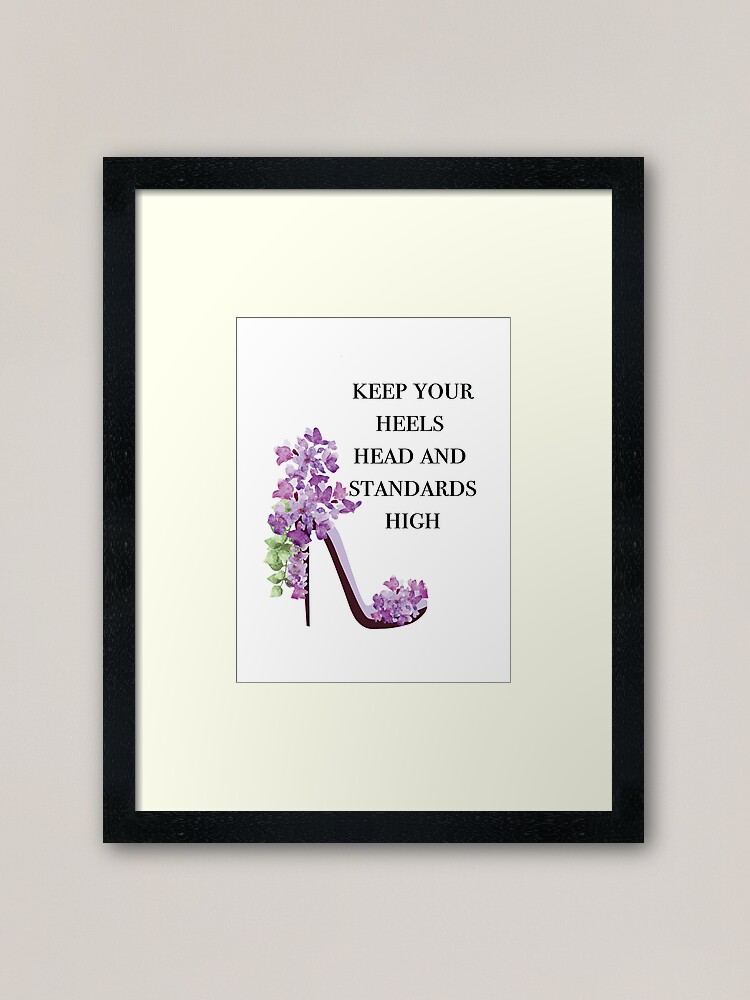 Coco Chanel Quote with Purple Floral High Heels | Framed Art Print