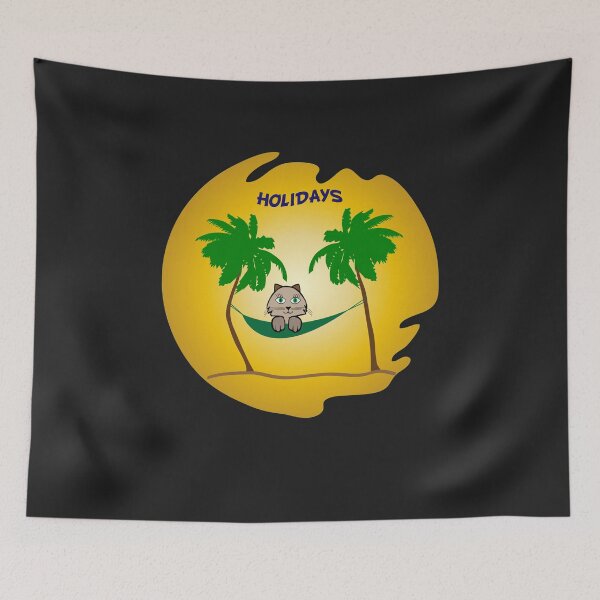 Item preview, Cat in hammock palm vacation coconuts designed and sold by dm4design.
