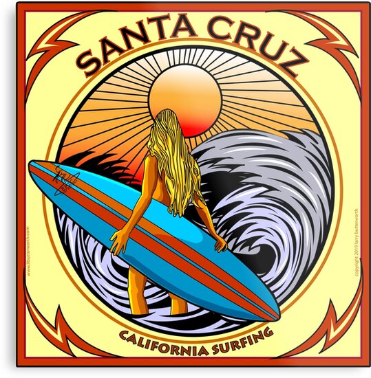 "SANTA CRUZ CALIFORNIA SURFING" Metal Print by theoatman Redbubble